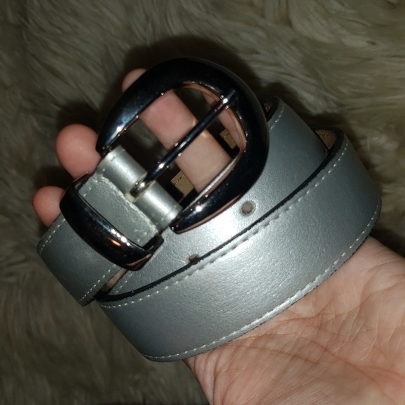 Vintage leather made in canada silver belt  with silve buckle small - Picture 3 of 8